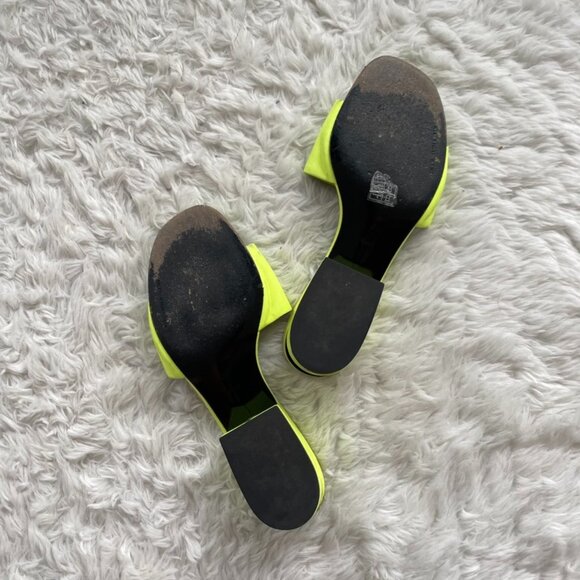 Alexander Wang Lou Neon Yellow Leather Slide Sandals size US 8/EU 38 - Picture 6 of 9